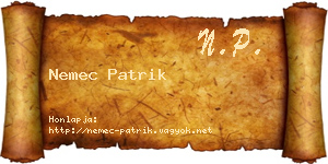 Nemec Patrik névjegykártya